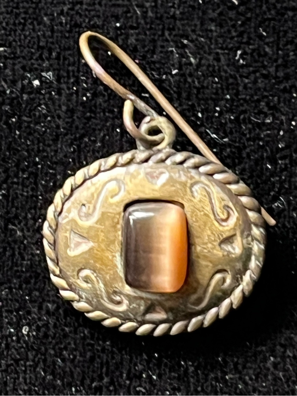 Kieselstein Cord KC Tiger Eye Bronze Medallion Dangle Earrings - Picture 2 of 5